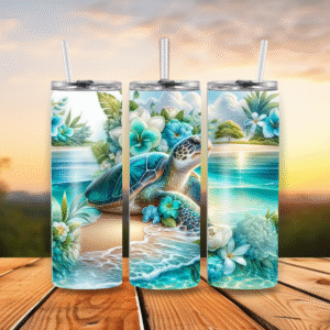 20oz Stainless Steel Tumbler Tropical Turtle 1