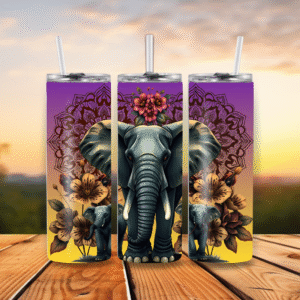 20oz Stainless Steel Tumbler Elephant Trio