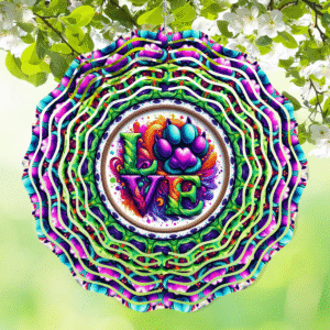 8” Wind Spinner Love Paw
