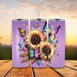 20oz Stainless Steel Tumbler Sunflower Butterfly 1