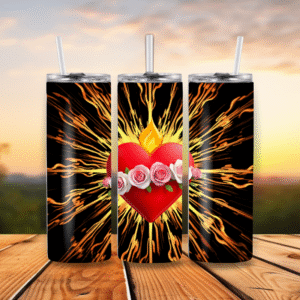 20oz Stainless Steel Tumbler Heart Rose