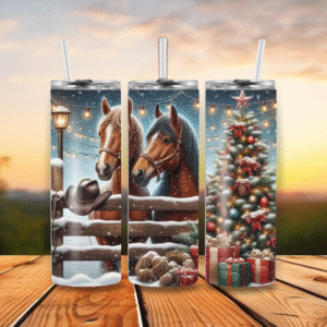 20oz Stainless Steel Tumbler Christmas Horse