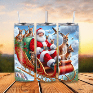 20oz Stainless Steel Tumbler Aussie Santa