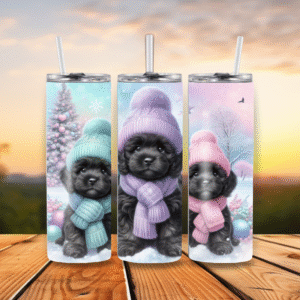 20oz Stainless Steel Tumbler Christmas Puppies